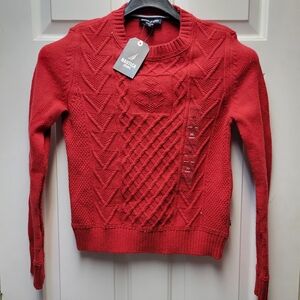 Nautica Women's Red Anchor Cable Knit Sweater Size XS NEW